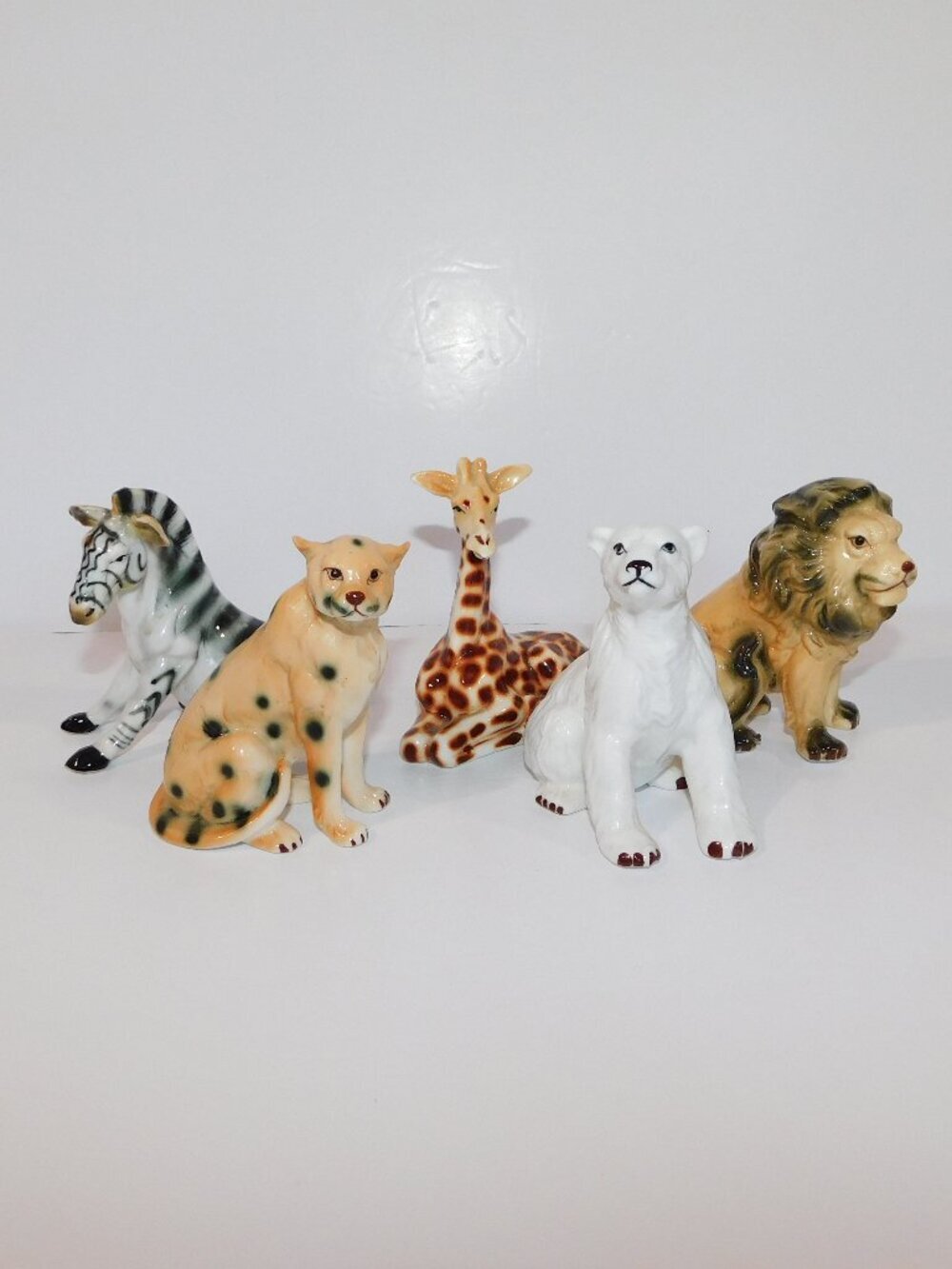 Set 5 VTG Wild Safari Animals Ceramic Porcelain Figurine 3.5" Lego Taiwan China